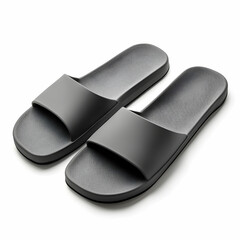 Gray rubber slippers cutout on white background