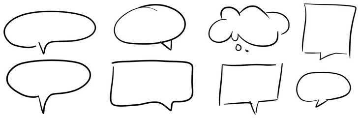 illustration: hand drawn speech bubble or mind thinking clouds, vector pen sketch drawing isolated on white or transparent png © David Kreuzberg