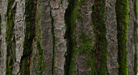 Obraz premium Mossy Tree Bark Texture Close Up Detail