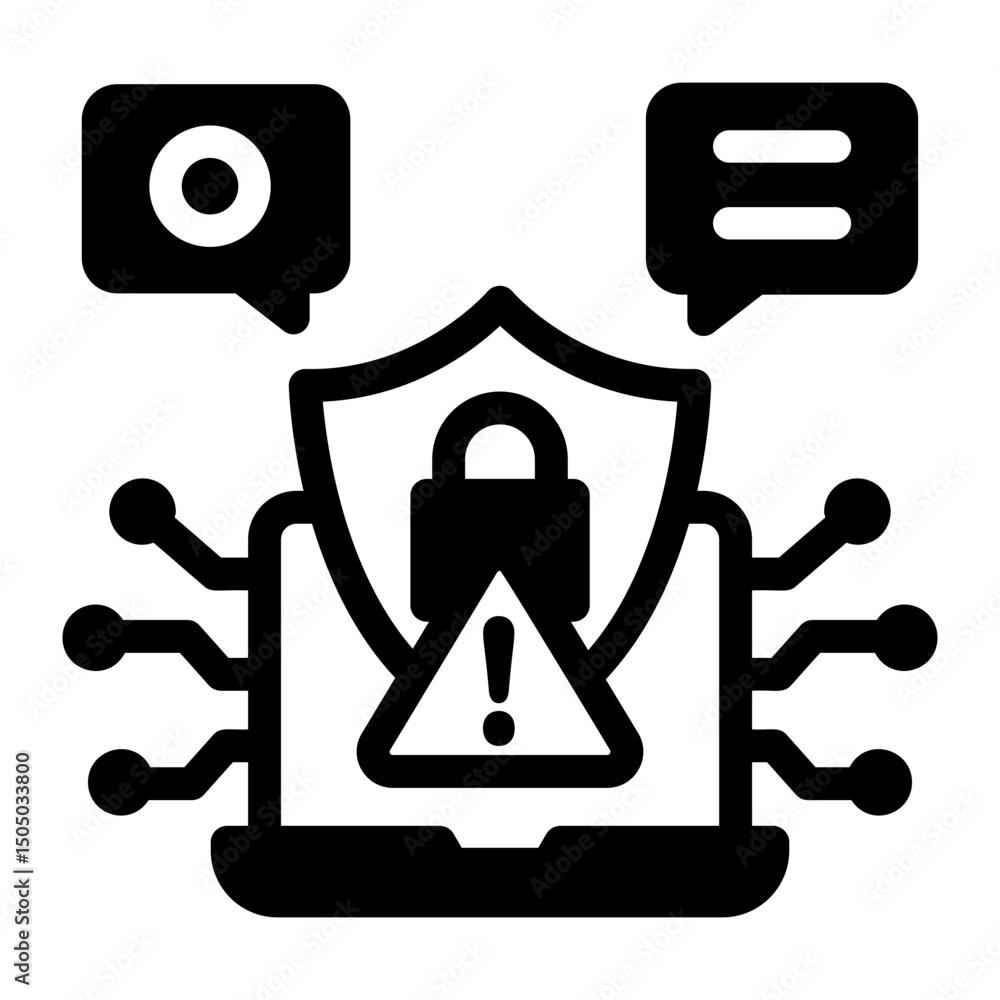 Canvas Prints a glyph style icon showing data breach scenario