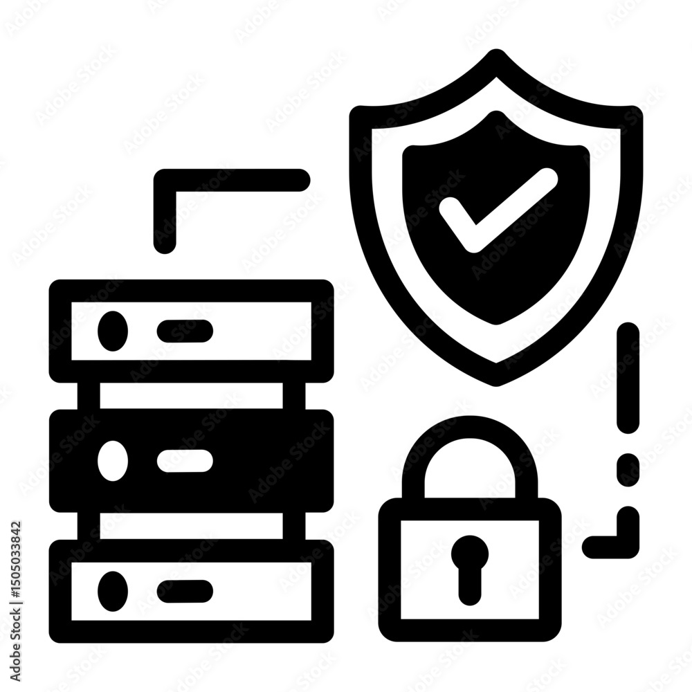 Wall mural an icon of server security system in solid style