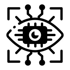 Glyph icon showing computer vision with tech graphics
