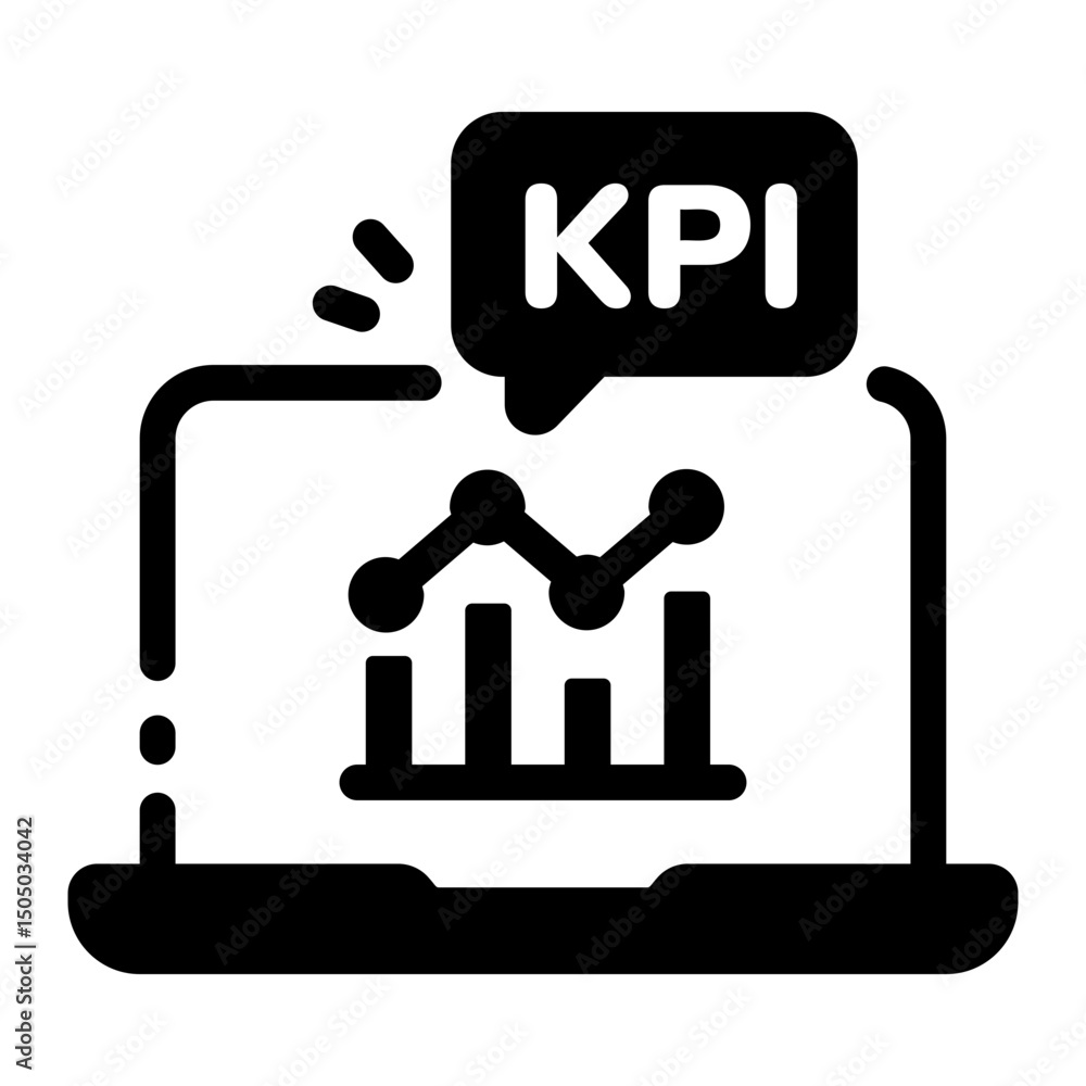 Wall mural a solid style icon showing kpi analysis metrics
