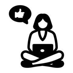 A glyph style icon of customer feedback 
