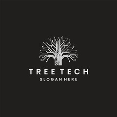 Tree tech logo vector icon illustration