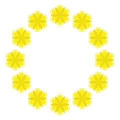 circular yellow flower frame design vector on white background
