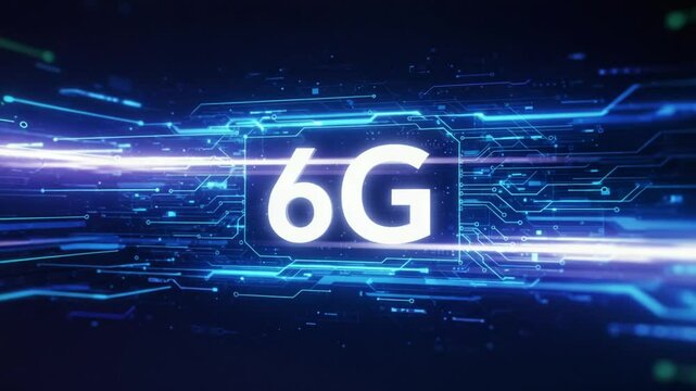 Futuristic digital representation of 6G technology with vibrant neon lines and circuits - Powered by Adobe