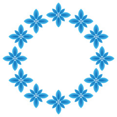 circular blue flower frame design vector on white background