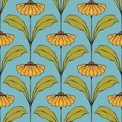 Sunflower seamless pattern. floral spring, seamless summer pattern.