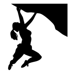 silhouette of a woman climbing