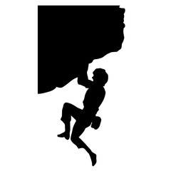 silhouette of a person climbing