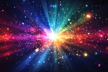 Obraz premium Colorful light spark effects on a dark background, resembling a festive burst of energy.