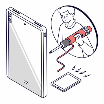 tablet repair with red screwdriver clip art preview