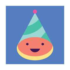 Smiling face character wearing a birthday party hat celebration illustration design