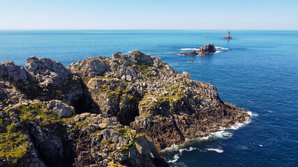 Vue aérienne de la Pointe du Raz, Finistère, Bretagne	
