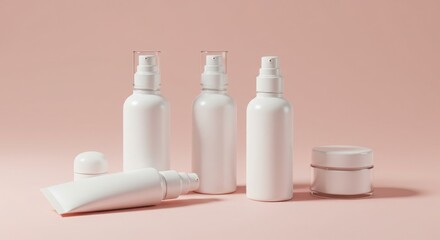  Three Blank Cosmetic Jars on White Background