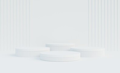 White podium, white background for advertising premium quality pure extract products, 3d illustration