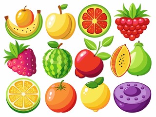 A colorful assortment of fruits and vegetables, including apples, oranges