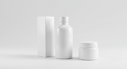 Sleek White Cosmetic Packaging: Minimalist Product Mockup