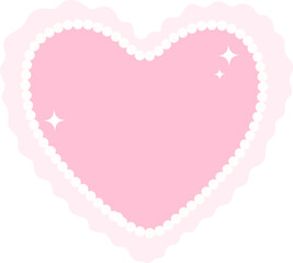 Pink Heart Shape Frame Illustration, Romantic Clipart, Cute Valentine’s Art