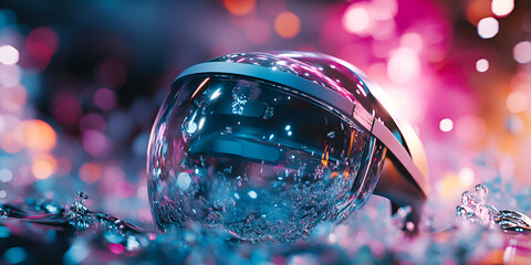 Modern Virtual Reality Headset with Neon Lights in Futuristic Setting