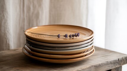 Obraz premium Artisan Ceramic Plates Stacked Earthy Tones, Gemini API gen-lang-client-0847638545 Integration