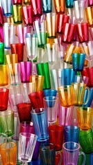 Glasses made of plastic and various colors