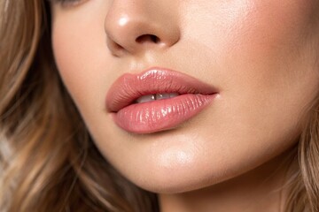 Fototapeta premium A woman with a full lip and a smile