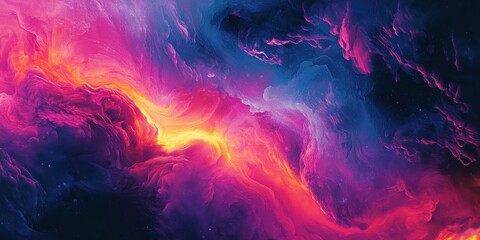 A trippy, neon-hued vortex of bold colors blending in an electrifying composition