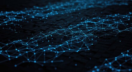 Obraz premium Abstract network pattern of interconnected points and lines on a dark background