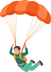 Skydiver with Parachute Cartoon Illustration