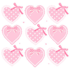 Pink Heart Frames with Ribbons and Floral