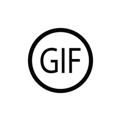 GIF glyph icon one white background. Vector Illustration.