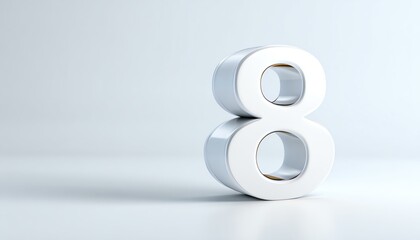 White Number Eight 3D Render