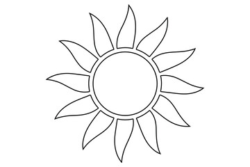 Sun one line drawing continuous line art of summer sun icon vector isolated on white
