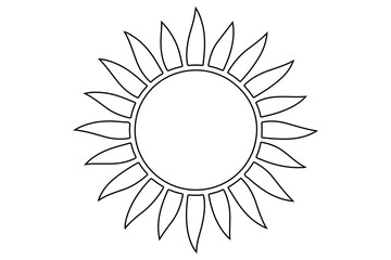 Sun one line drawing continuous line art of summer sun icon vector isolated on white
