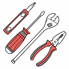 Vector illustration of appliance repair tools set, isolated on white background