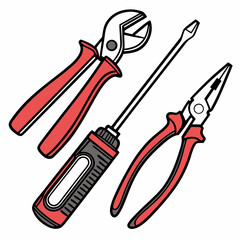 Vector illustration of appliance repair tools set, isolated on white background