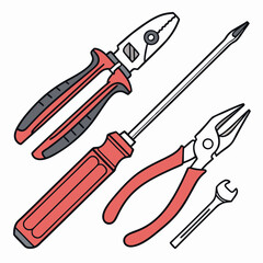 Vector illustration of appliance repair tools set, isolated on white background