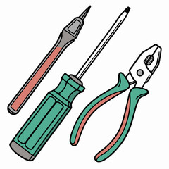 Vector illustration of appliance repair tools set, isolated on white background