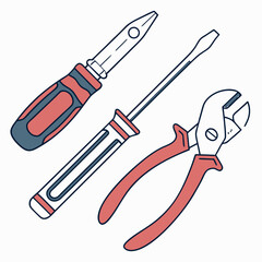 Vector illustration of appliance repair tools set, isolated on white background