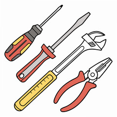 Vector illustration of appliance repair tools set, isolated on white background