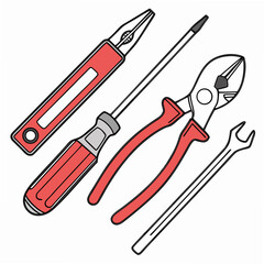 Vector illustration of appliance repair tools set, isolated on white background