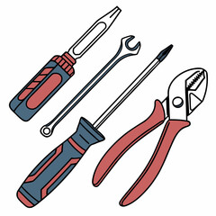 Vector illustration of appliance repair tools set, isolated on white background