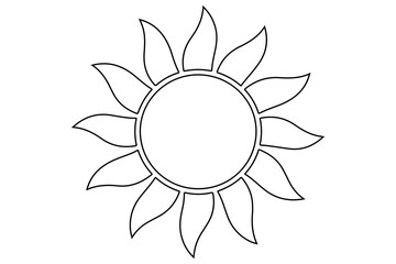 Sun one line drawing continuous line art of summer sun icon vector isolated on white

