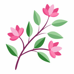 Obraz premium pink flower branch vector illustration on white