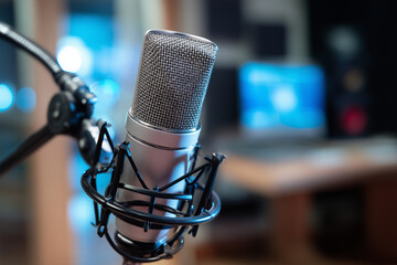 Studio microphone in recording studio