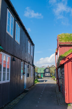 Tinganes parliament buildings in capital of Faroe Islands, T&oacute;rshavn