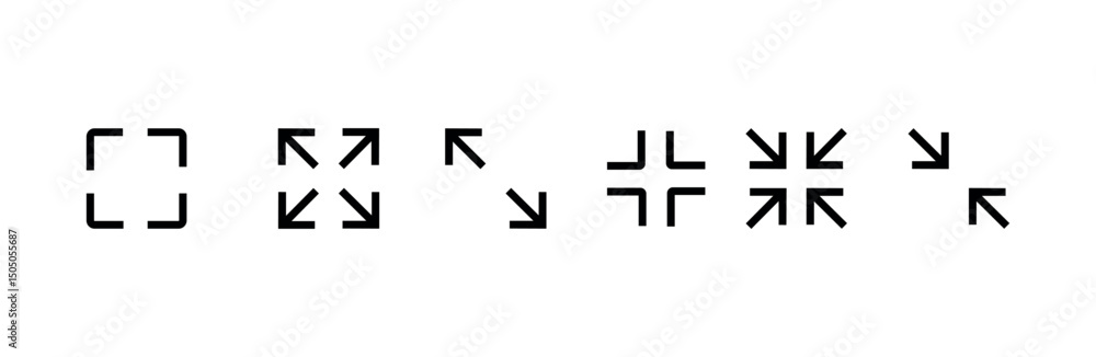 Poster screen size icon set. full screen arrow symbol set. screen large, full, mini resize icon for app, vi