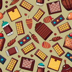 Vector illustration of a Yummy chocolate treats pattern.
